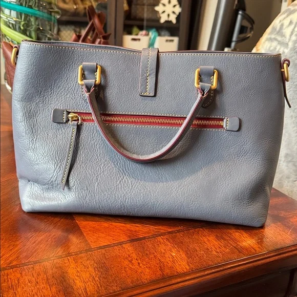 Dooney and Bourke Large Florentine Satchel Steel Blue - Picture 4 of 14